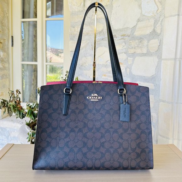 COACH Tatum Carryall Tote/ Zip Wallet Signature Canvas & Leather Brown Black NWT - Picture 3 of 14